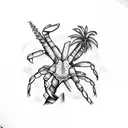 Two linked Palm Tree with Crab and the palm tree trunks are the coordinates of Lake City, FL and Baltimore, MD tattoo design idea