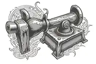 hammer pounding anvil with sparks  tattoo design idea