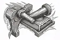 hammer pounding anvil with sparks  tattoo design idea