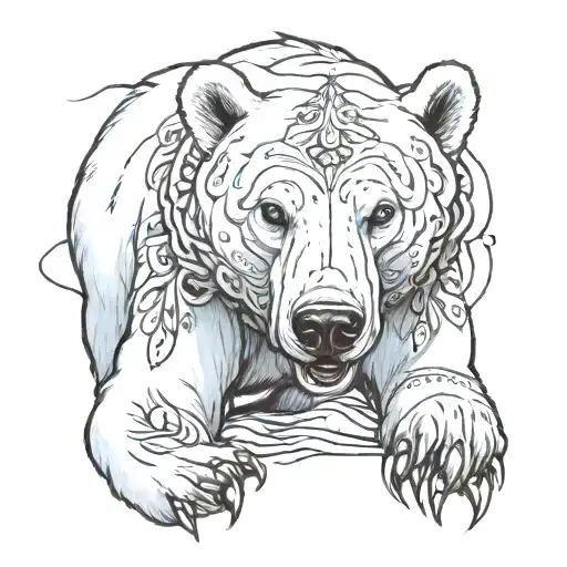 polar bear lain realistic tattoo design idea