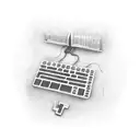 A dotwork design of a computer keyboard with Caribbean symbols as the keys tattoo design idea