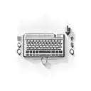 A dotwork design of a computer keyboard with Caribbean symbols as the keys tattoo design idea