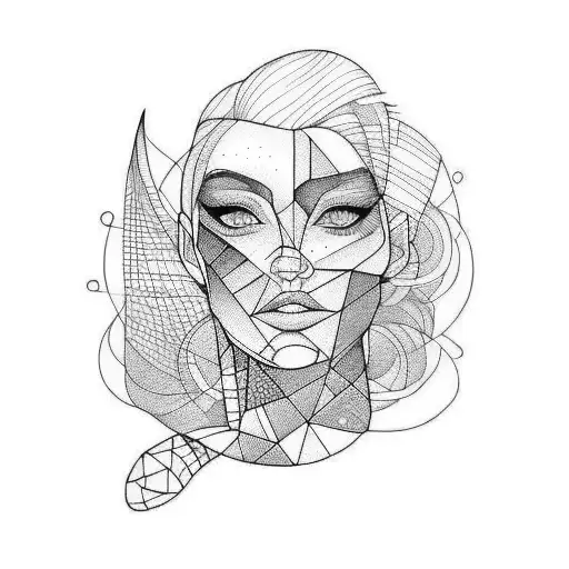 portrait woman upper arm tattoo design idea