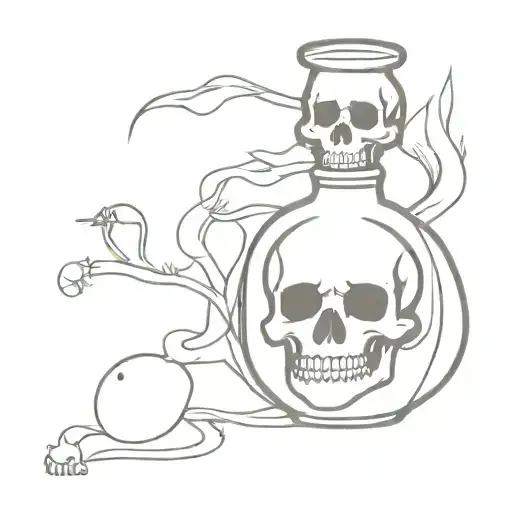 potion bottle of death with a skull adorned tattoo design idea