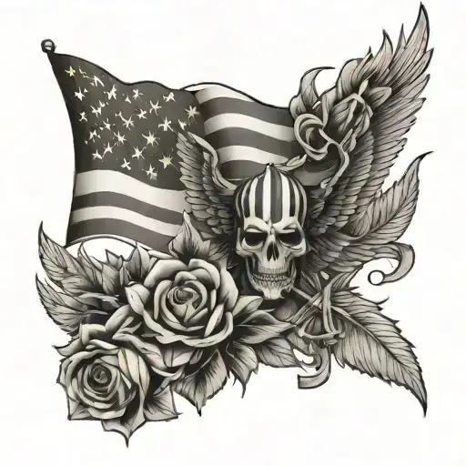 patriotic sleeve tattoo design idea