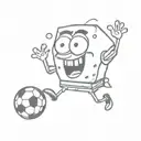 Spongebob Schwammkopf mit einem Fußball tattoo design idea
