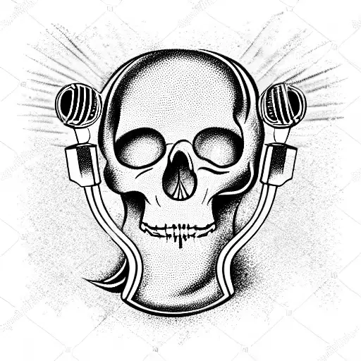 skull and microphone tattoo design idea