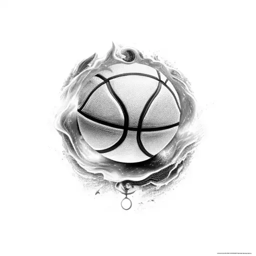 An intricate design combining elements of ancient Rome and Egypt, featuring a basketball as the centerpiece tattoo design idea