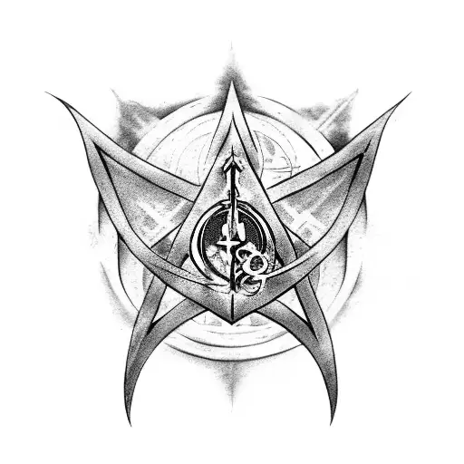 Deathly Hallows symbol, with the Hogwarts mansion and the expecto patronum spell tattoo design idea