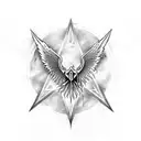 Deathly Hallows symbol, with the Hogwarts mansion and the expecto patronum spell tattoo design idea