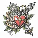 heart and dagger tattoo design idea