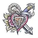 heart and dagger tattoo design idea