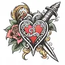 heart and dagger tattoo design idea