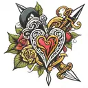 heart and dagger tattoo design idea