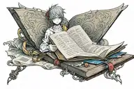 gojo without blindfold holding a book with love is blind but your future isn't written on the spine of the book   tattoo design idea