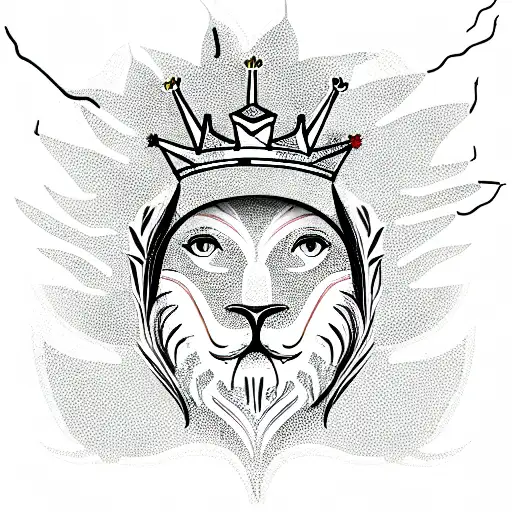 Lions head with crown and a dove with an olive branch flying above the head  tattoo design idea