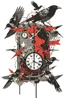Incorporate a clock with melting numbers turning into birds breaking free and flying  tattoo design idea