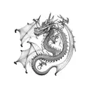 dragón con brujula  tattoo design idea