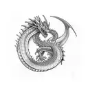 dragón con brujula  tattoo design idea