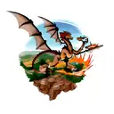 dragón y brujula  tattoo design idea