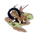 dragón y brujula  tattoo design idea