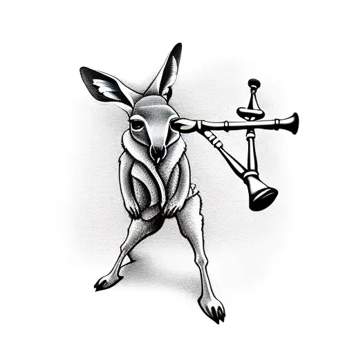 Kangaroo playing bagpipes tattoo design idea