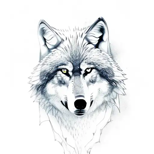 Wolf with a demon shadow tattoo design idea