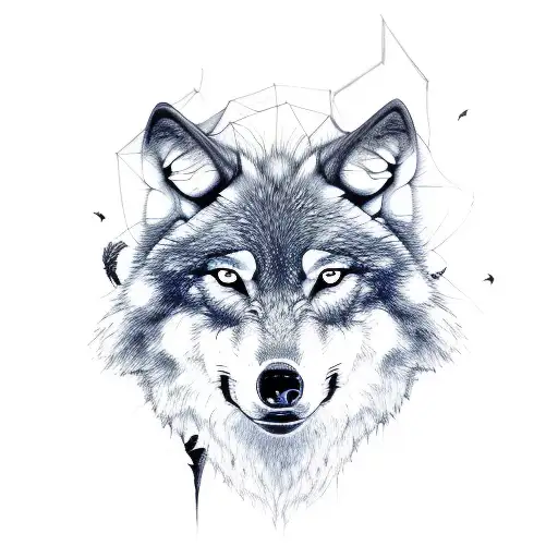 Wolf with a demon shadow tattoo design idea