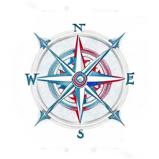 A realistic depiction of a compass, clock, and anchor on a stormy sea, emphasizing the idea that God and family are the unwavering guiding forces in life. Use a color palette inspired by military insignias. tattoo design idea