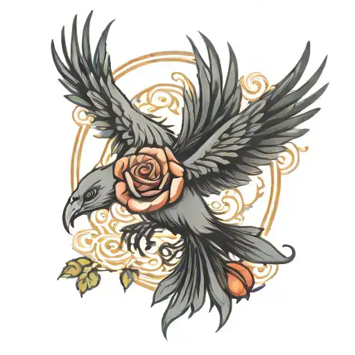 liver bird roses intertwined tattoo design idea