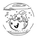 two bed sheet ghost going around in a circle in a fish bowl tattoo design idea