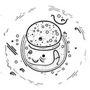 two bed sheet ghost going around in a circle in a fish bowl tattoo design idea