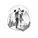 A couple dancing under a moonlit sky tattoo design idea