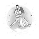 A couple dancing under a moonlit sky tattoo design idea