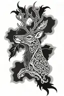 reindeer and raven tattoo design idea