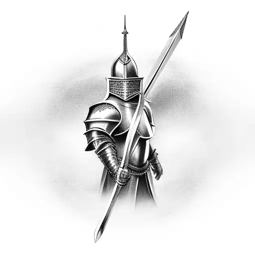  knight Forrest holding Excalibur (sword) tattoo design idea