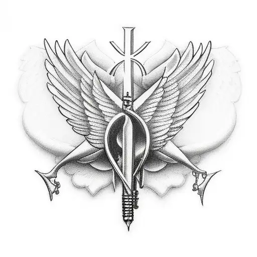 cross wrenchs with wings tattoo design idea