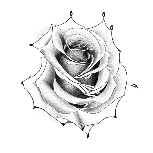 rose with stem thats dead on one side and alive on the other tattoo design idea