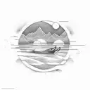 raft on river tattoo design idea
