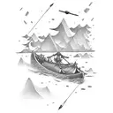 raft on river tattoo design idea