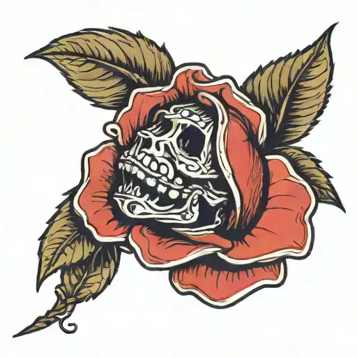 bite the bullet but the lips is part of a rose and then a sbake coiled around the stem of the rose tattoo design idea