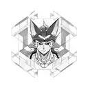 Combine elements from Yuyu Hakusho and Demon Slayer in a geometric design tattoo design idea