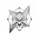 Combine elements from Yuyu Hakusho and Demon Slayer in a geometric design tattoo design idea