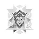 Combine elements from Yuyu Hakusho and Demon Slayer in a geometric design tattoo design idea