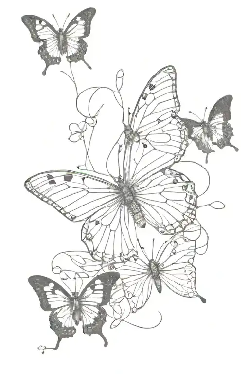 4 butterfly with tiger walking tattoo design idea
