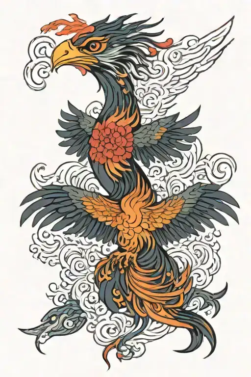 phoenix rising from ashes tattoo design idea