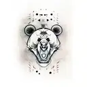 asian bamboo bear skull tattoo design idea