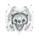 asian bamboo bear skull tattoo design idea