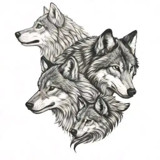 wolf family members tattoo design idea