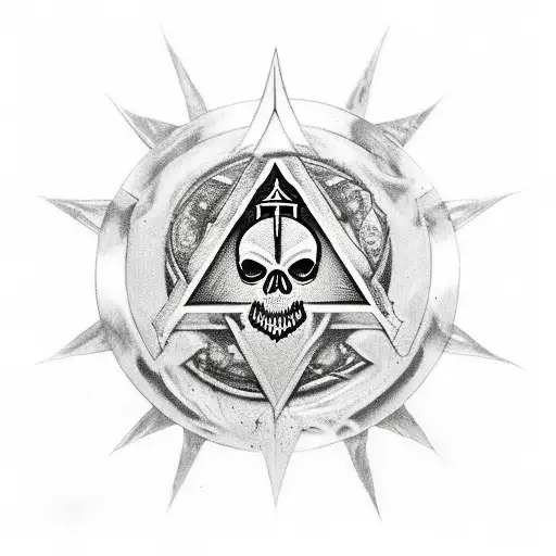 black and white templar shield with an skull in the center tattoo design idea